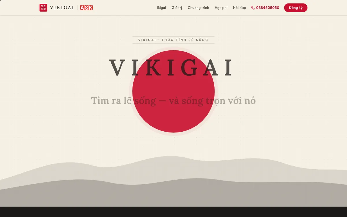 Ảnh chụp landing page VIKIGAI